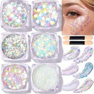 Mermaid Face Glitter Body Glitter, Clear White Body Glitter Gel, Hair Glitter